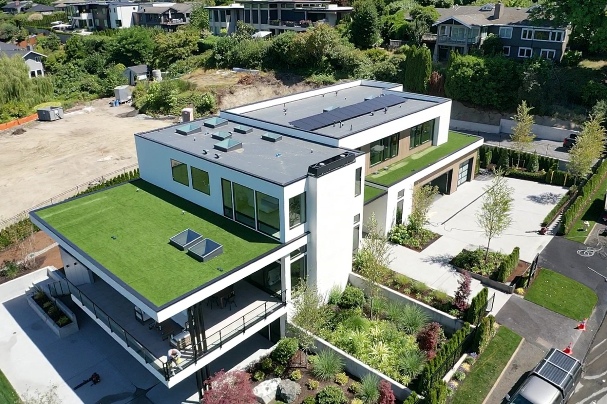 Low-slope roofing on a contemporary home