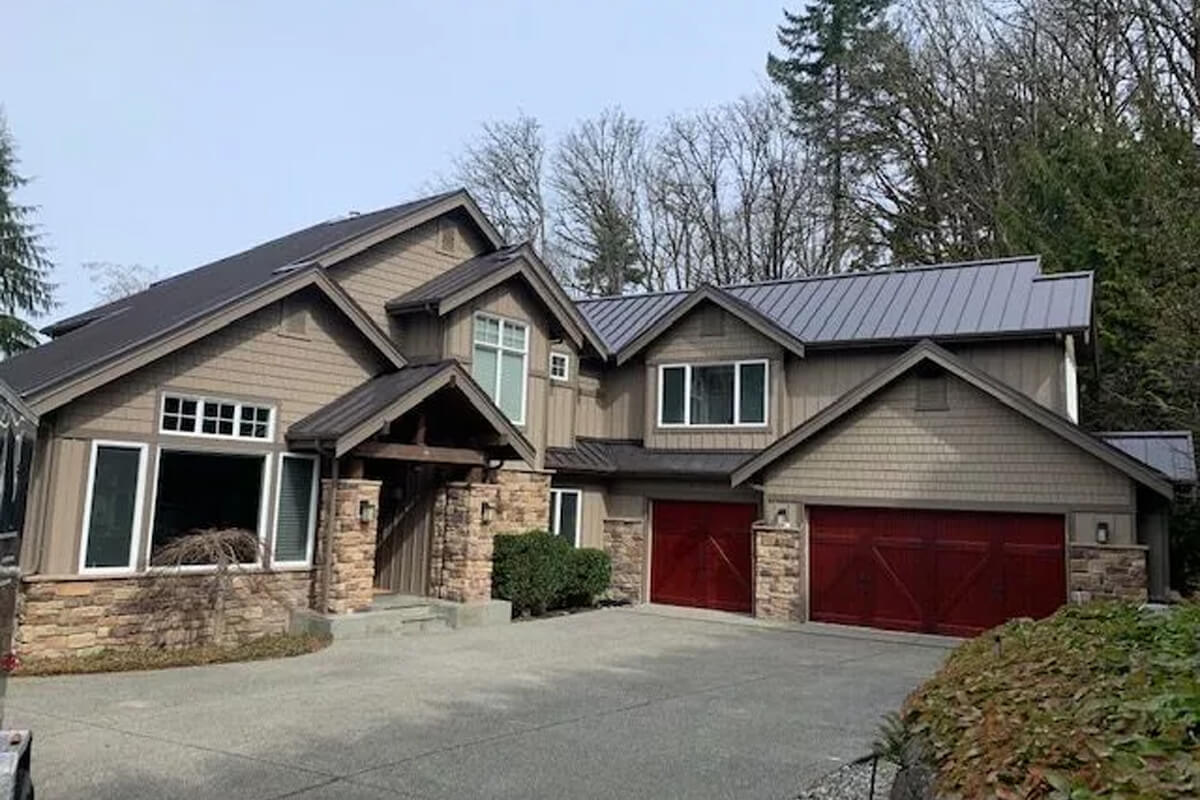Northwest home with a finished standing-seam metal roof